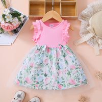 Thumbnail for Baby Girl Floral Bow Detail Dress - T - 5 SIZES - 1 COLOR -