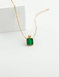 Thumbnail for Satellite Chain Square Malachite Pendant Necklace