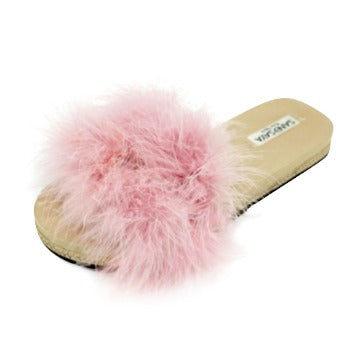 SAND BY SAYA N.Y. - Pink Feather - Espadrille Flat Womens Slipper Slide - 1 COLOR -