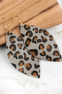 Thumbnail for Riah Fashion - Leopard Marquise Leather Hook Earrings - 4 LEOPARD COLORS -