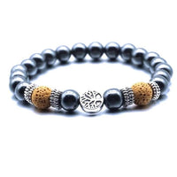 Thumbnail for Yellow Tree of Life Lava Stone Metal Bracelet -