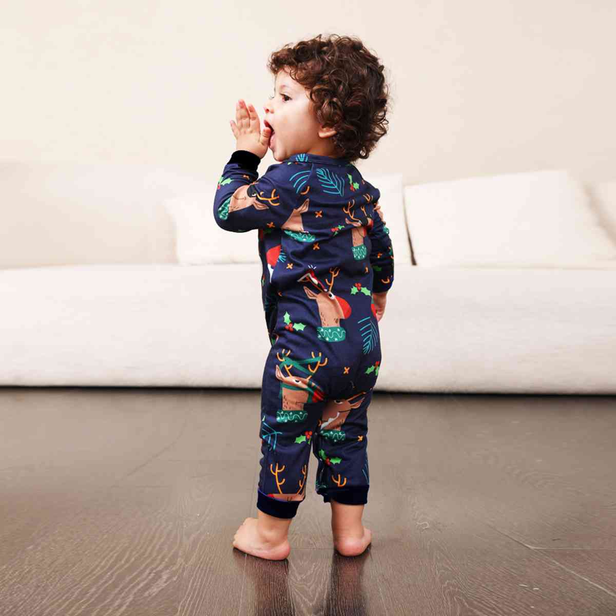 BABY Reindeer Print Round Neck Jumpsuit - T -