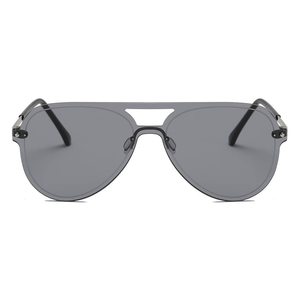 Belfast |  Flat Single Lens Aviator Fashion Sunglasses - 4 COLORS -