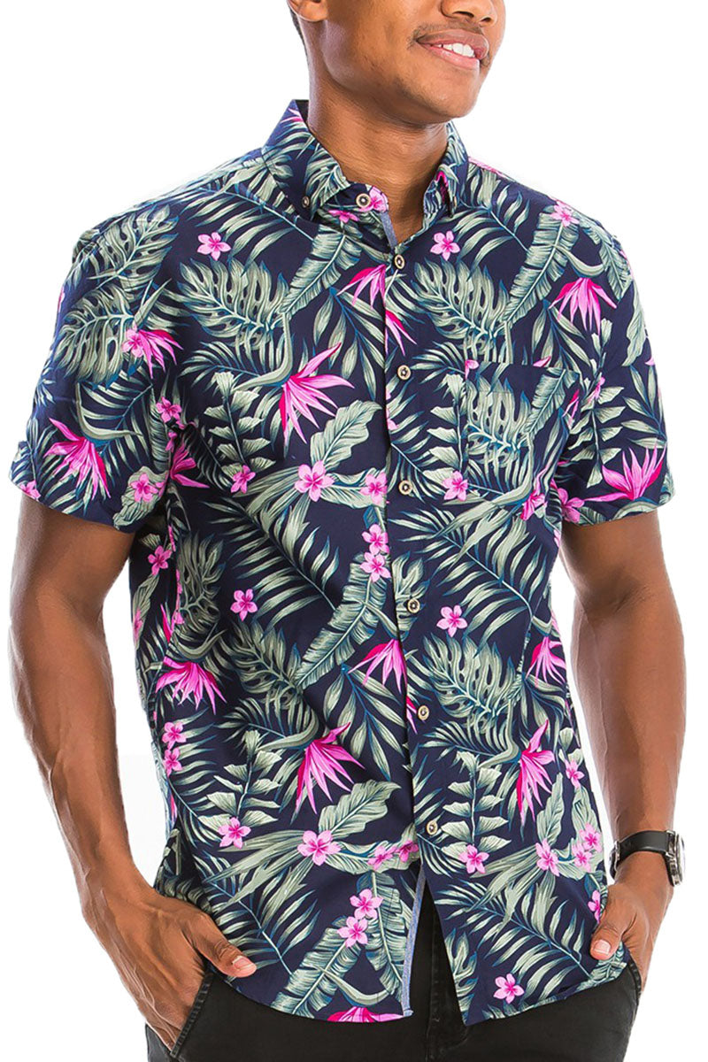 WEIV - Digital Print Hawaiian Short Sleeve Shirt -