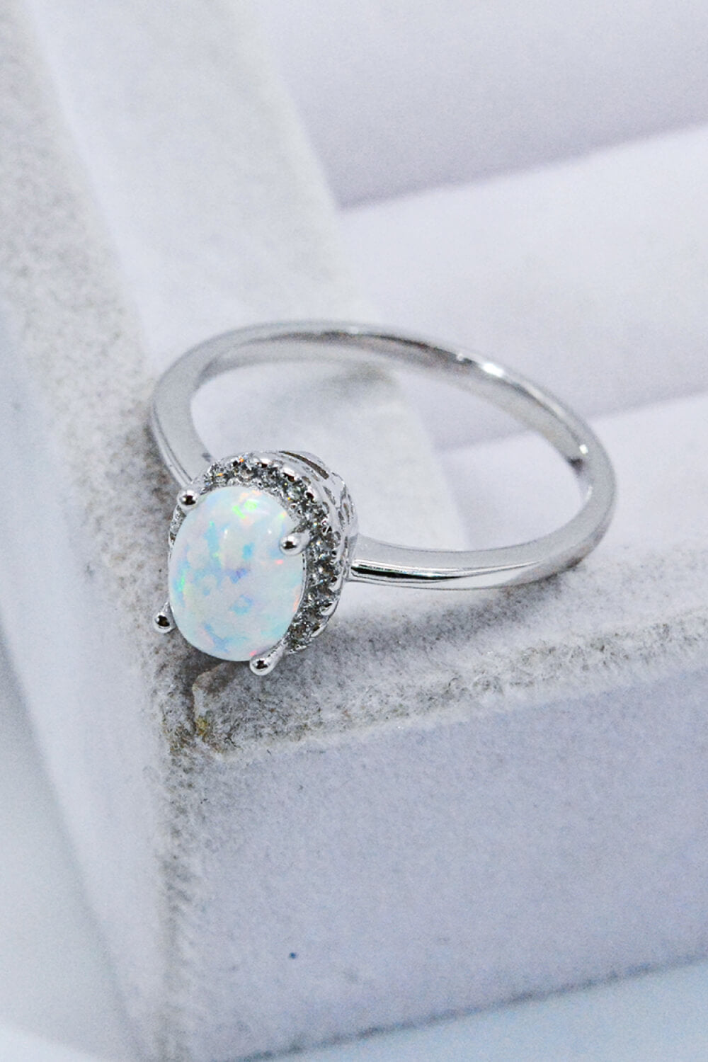 925 Sterling Silver 4-Prong Opal Ring - T - SIZES 5 THRU 10 - 1 COLOR -