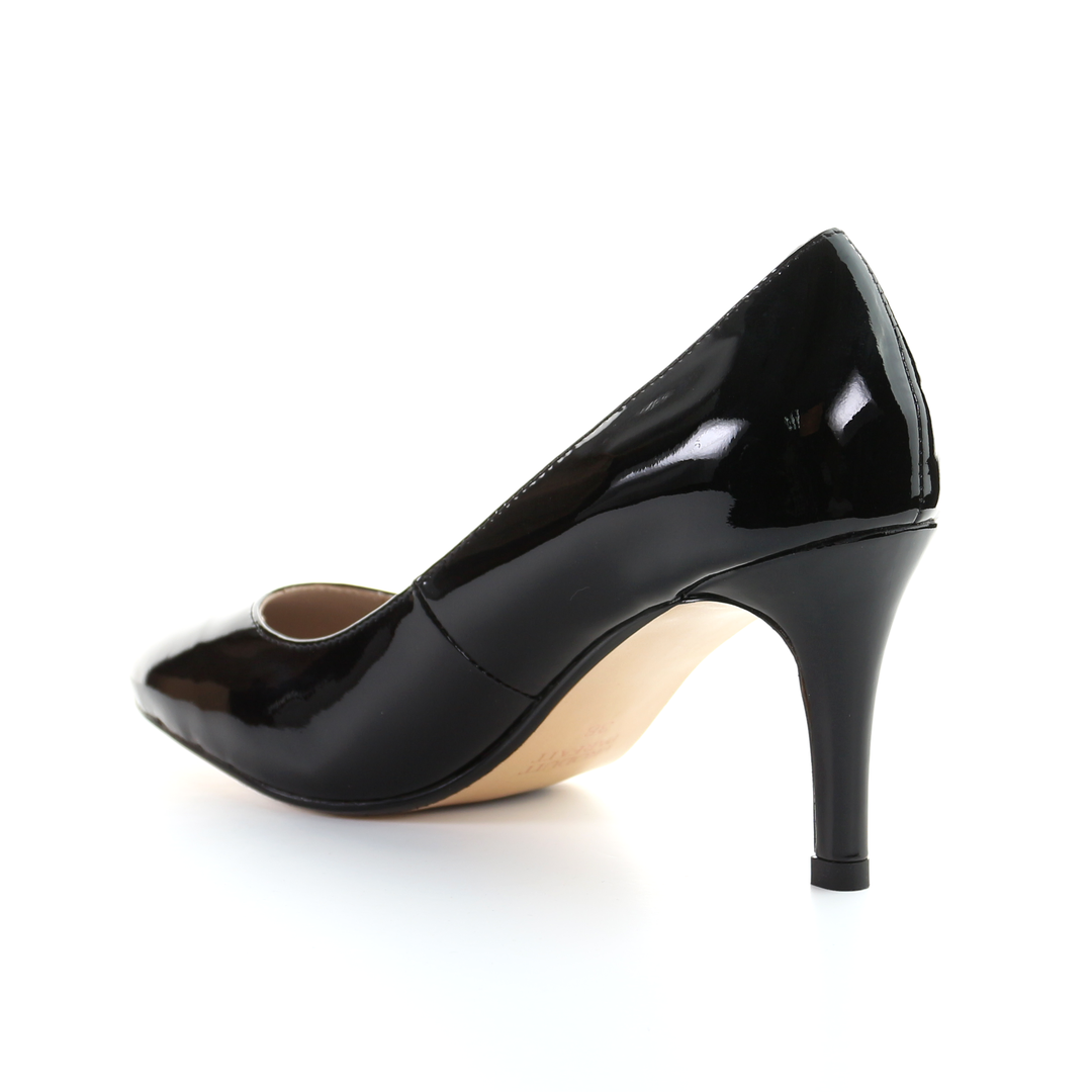 Patent Leather 8cm Pin Heel Round Toe Pumps-Black