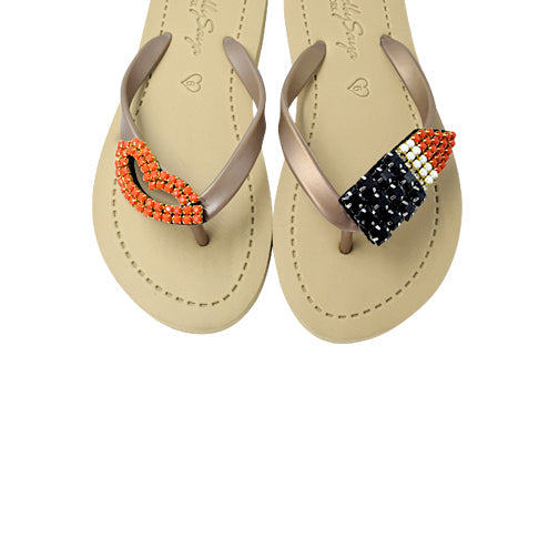 SAND BY SAYA N.Y. - Lips - Rhinestone Flat Flip Flops Sandal - 5 COLORS -