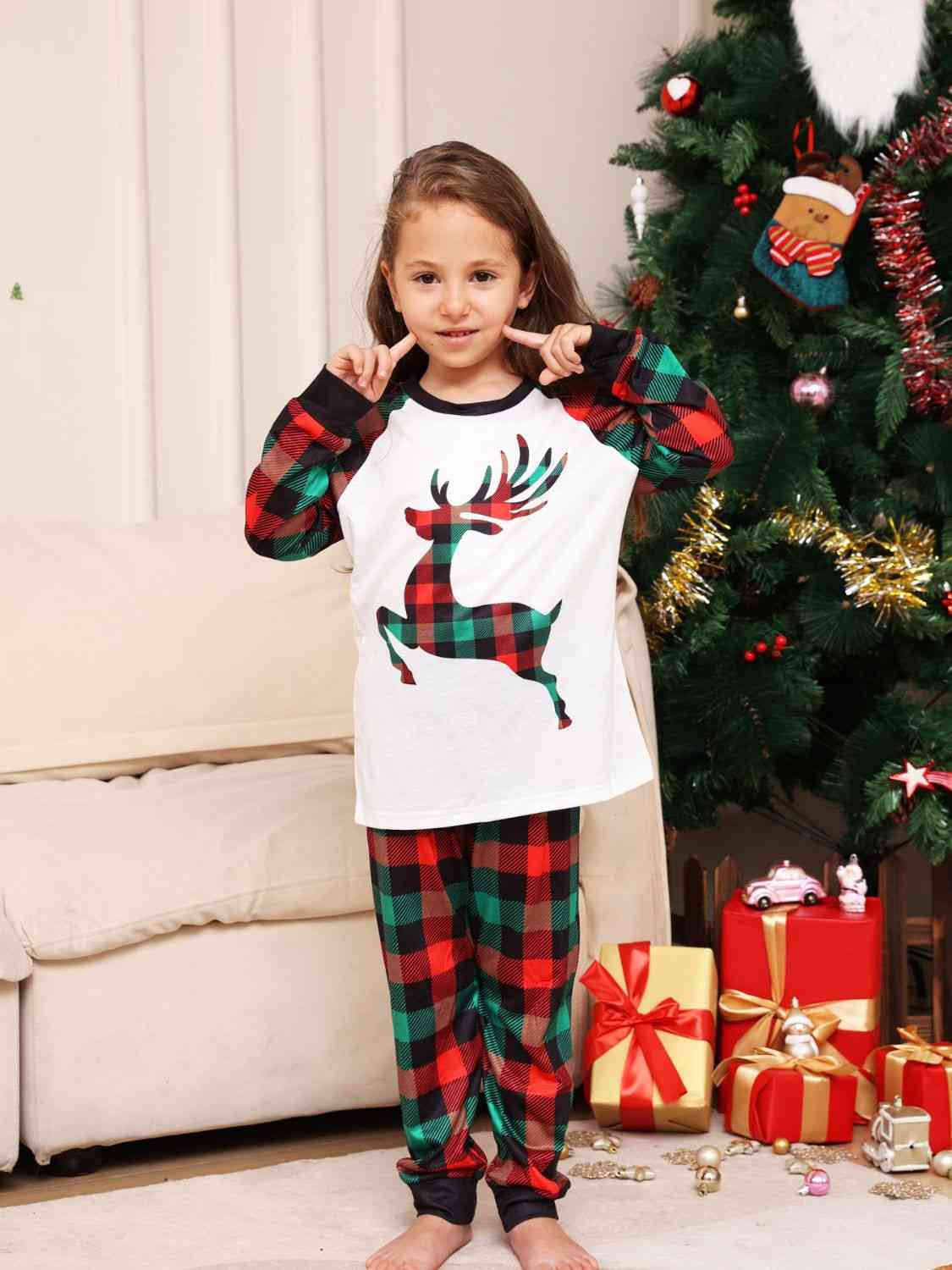 TODDLER Reindeer Graphic Top and Plaid Pants Set - T -