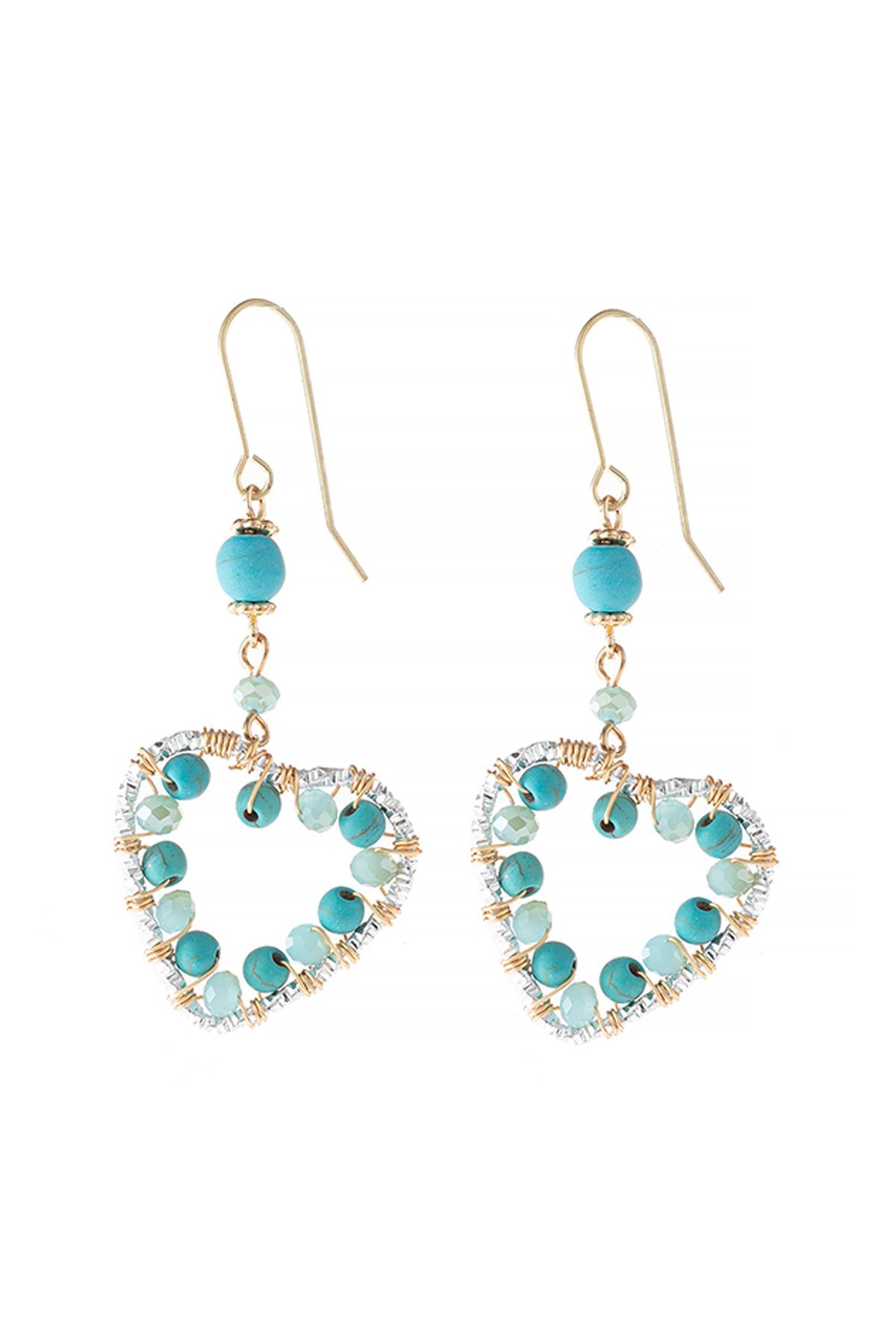 Heart Beaded Drop Earrings - 5 COLORS -