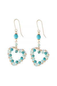 Thumbnail for Heart Beaded Drop Earrings - 5 COLORS -