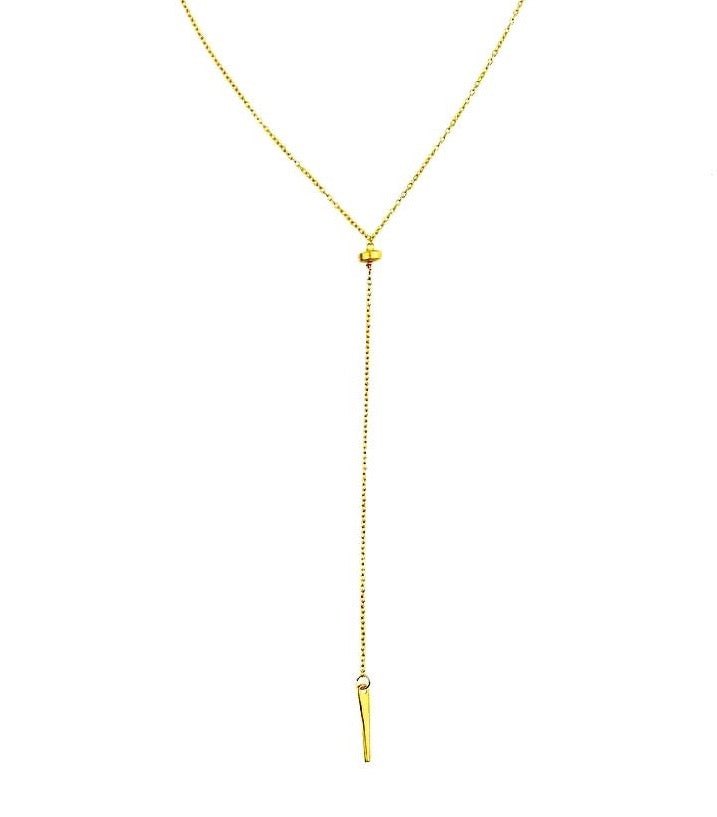 Alicia Marilyn - Y Necklace W/ Spike Pendant - Gold Vermeil -