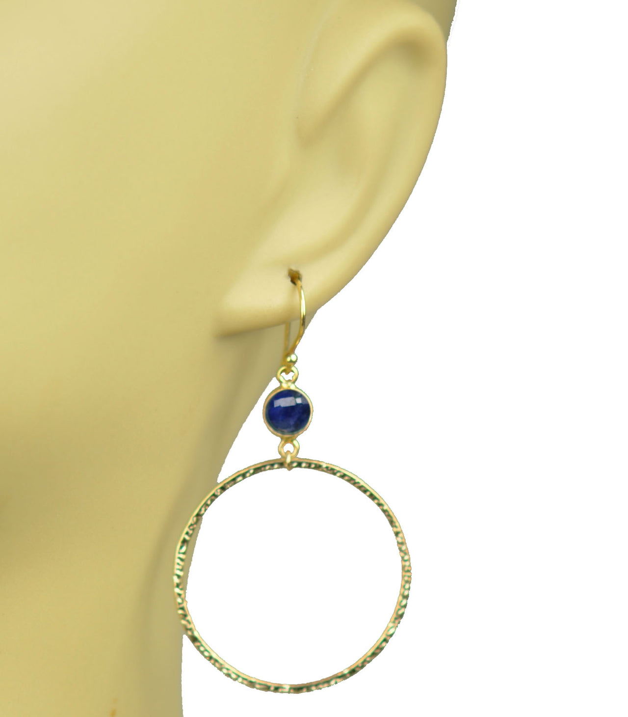 Gena Myint - Lapis Lazuli Bezel Circle Earrings -