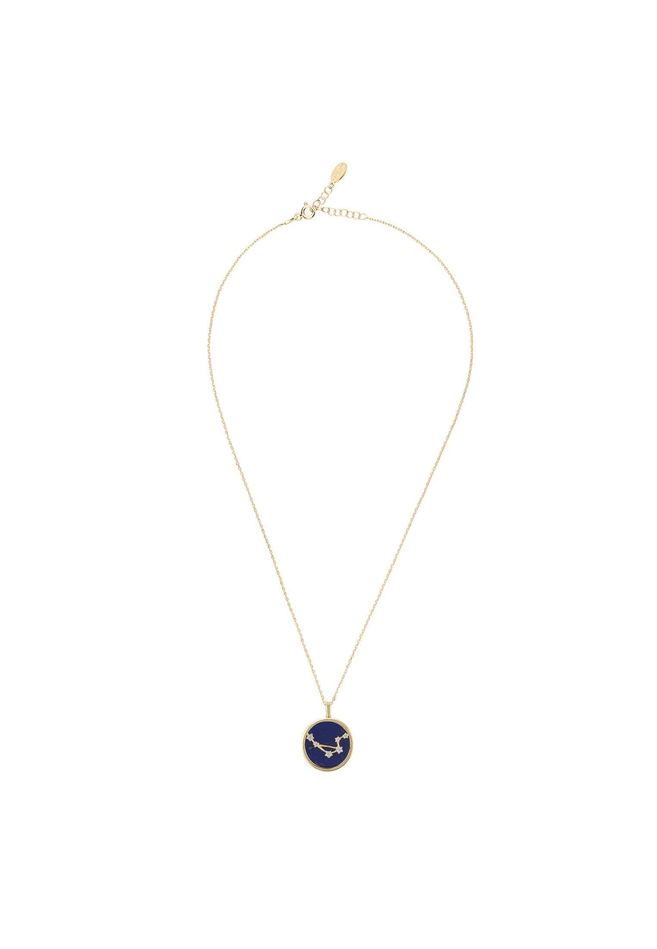 Zodiac Lapis Lazuli Gemstone Star Constellation Pendant Necklace Gold Libra -