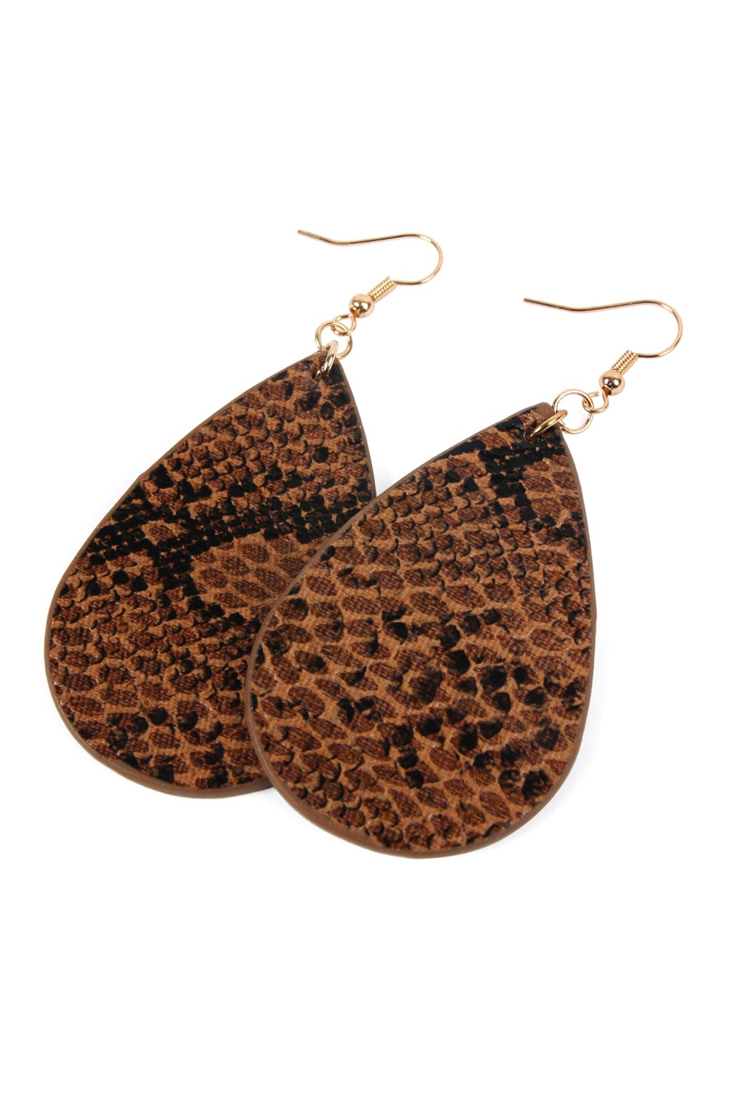 Riah Fashion - Faux Snake Skin Teardrop Leather Earrings - 4 COLORS -