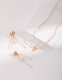 Thumbnail for Baroque Pearl With Gold Beads and Diamond Pendant Necklace