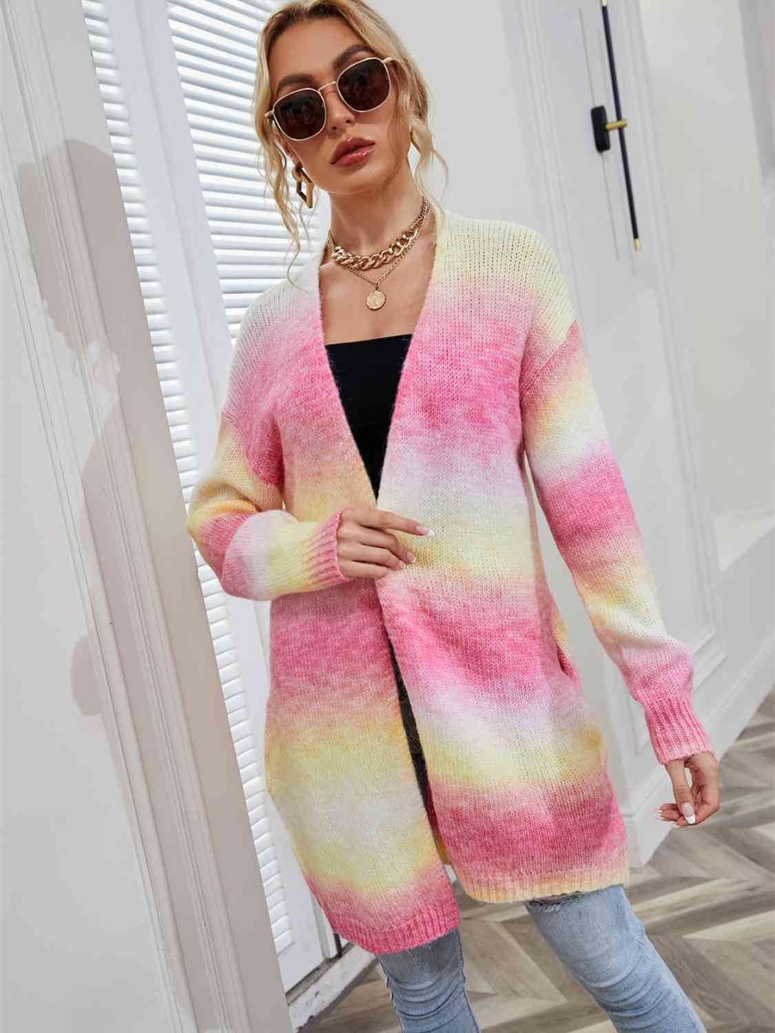 Full Size Gradient Open Front Cardigan - T - 5 COLORS -