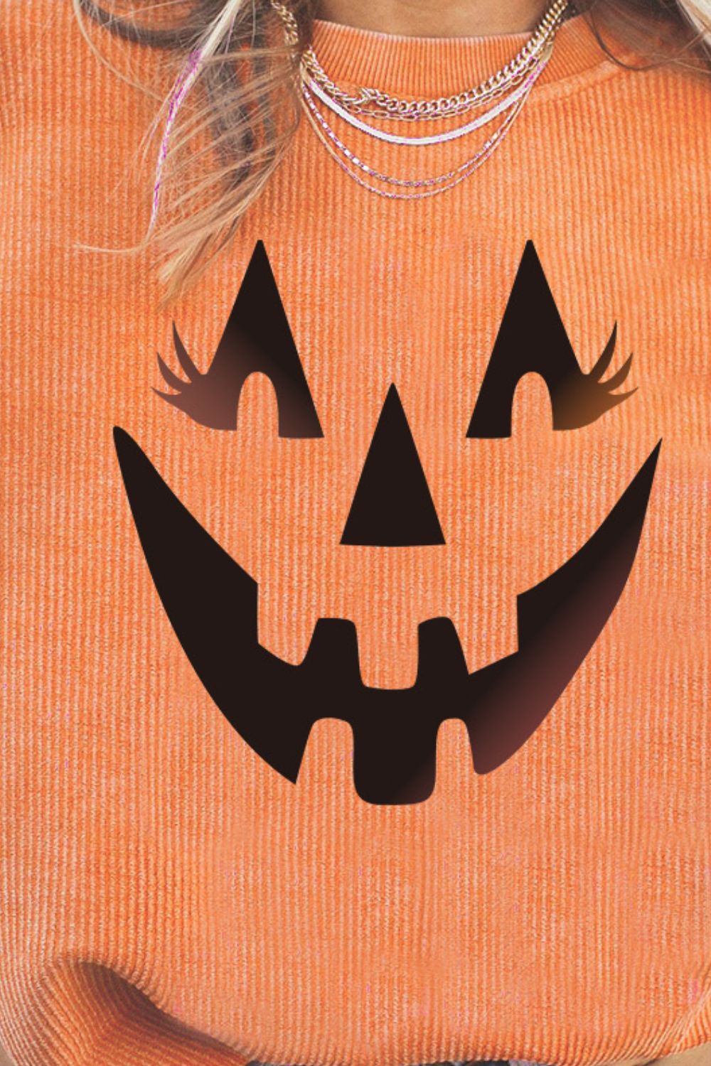 Round Neck Dropped Shoulder Jack-O'-Lantern Graphic Sweatshirt - T - 1 COLOR -