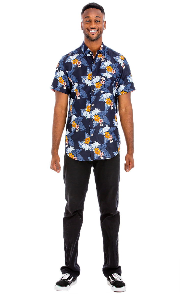 WEIV - Digital Print Hawaiian Short Sleeve Shirt -