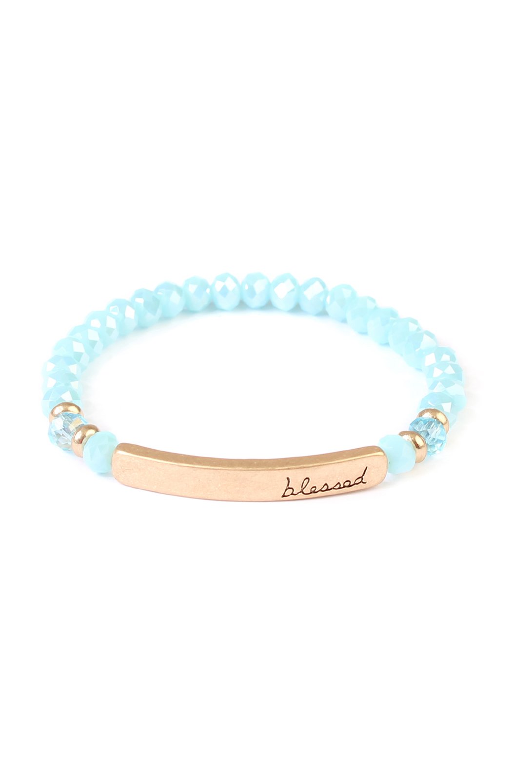 Riah Fashion - "BLESSED" 6mm GLASS STRETCH BRACELETS - 8 COLORS -