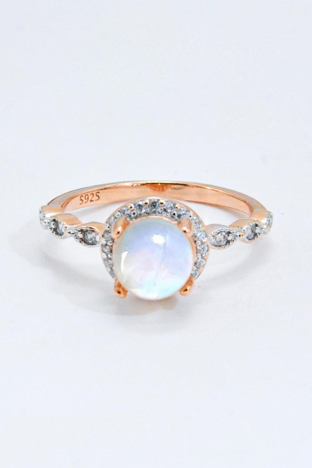 Round Moonstone Ring - T - SIZES 6 THRU 9 - 1 FINISH -