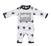 Thumbnail for Just Done 9 Months Inside® Arrows New Born Baby Grow- Baby Shower Gift - Coming Home Outfit  by Lazy Baby® -