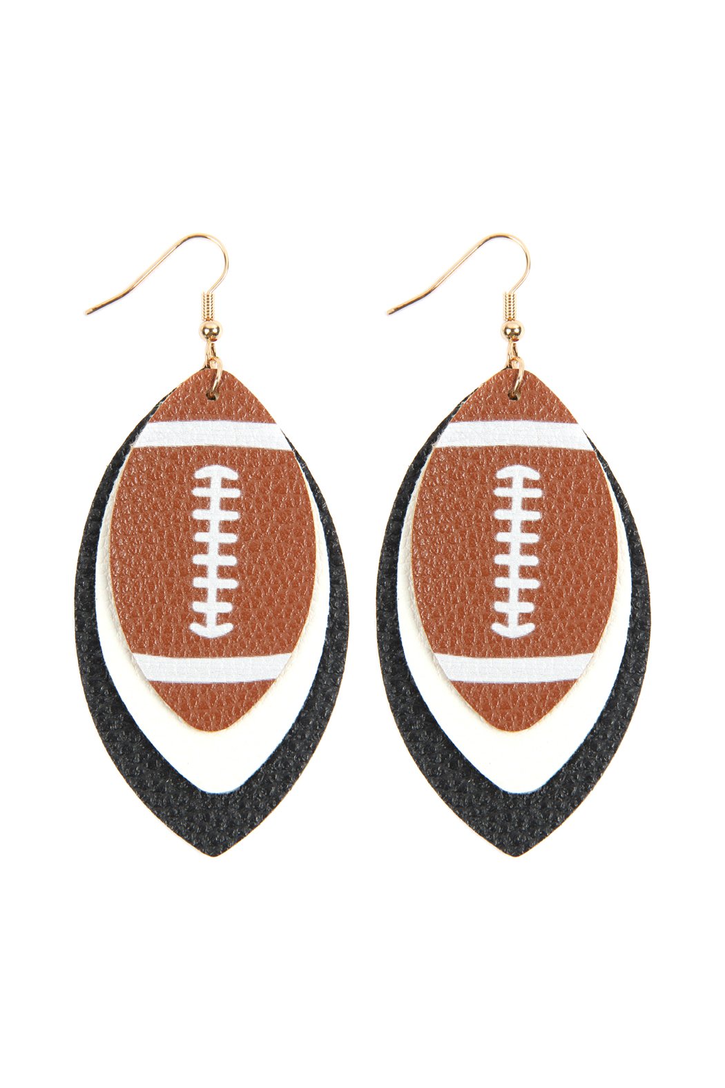 Football Sports Layered Leather Earrings -