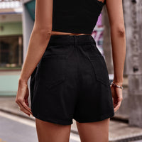 Thumbnail for Belted Denim Shorts with Pockets - T - 3 COLORS -