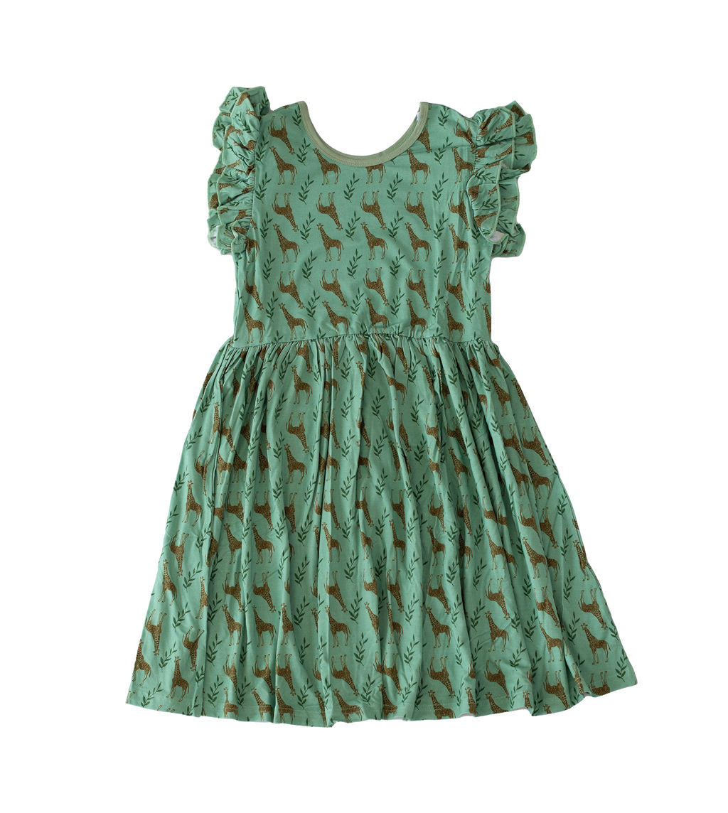 Eclipse Kids - Flutter Sleeve Twirl Dress - Giraffes - SIZES 2T THRU 11/12 -