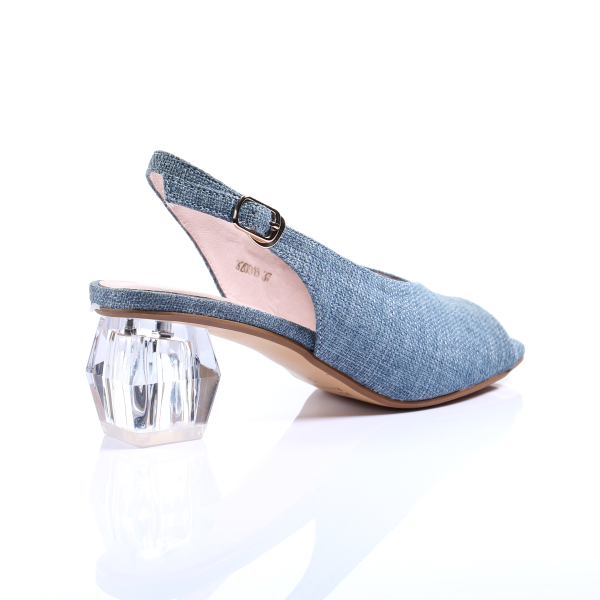 Crystal Clear Heel Open Toe Pumps (Light Blue)