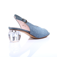 Thumbnail for Crystal Clear Heel Open Toe Pumps (Light Blue)