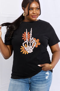 Thumbnail for Simply Love Full Size Skeleton Hand Graphic Cotton Tee - SIZES S THRU 3XL - T - 1 COLOR -