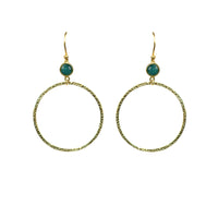 Thumbnail for Gena Myint - Emerald Bezel Circle Earrings -