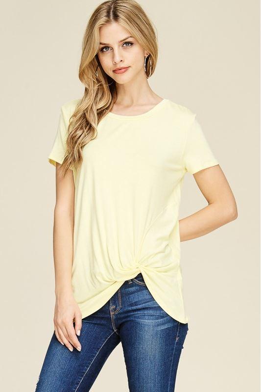 Riah Fashion - Short Sleeve Knot Tunic - 5 COLORS -