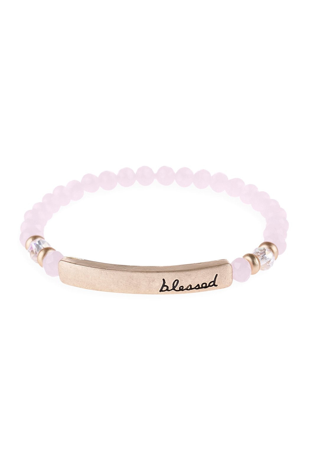 "Blessed" Rondelle Beads Stretchable Bracelet - 6 COLORS -