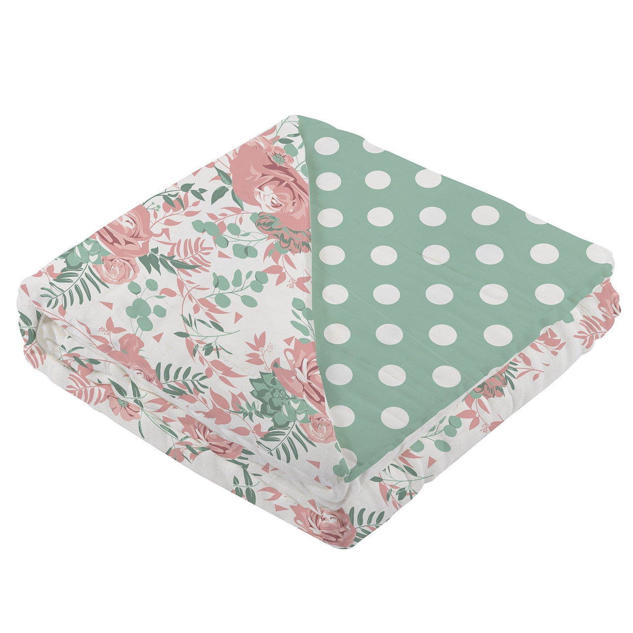 Newcastle - Desert Rose & Jade Polka Dot Cotton Muslin Blanket -