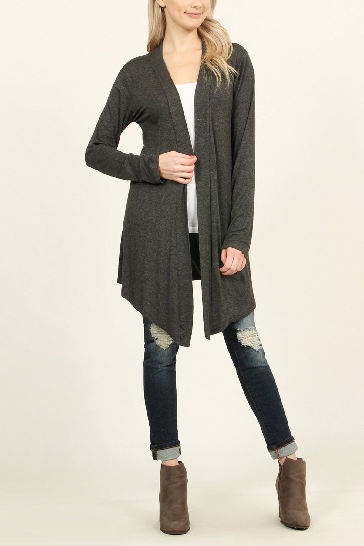 Riah Fashion -  - Drapey Open Front Cardigan - 15 COLORS -