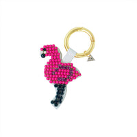 Thumbnail for SAND BY SAYA N.Y. - Flamingo - Key Ring - Pink Rhine Stone Embellished Motifs -