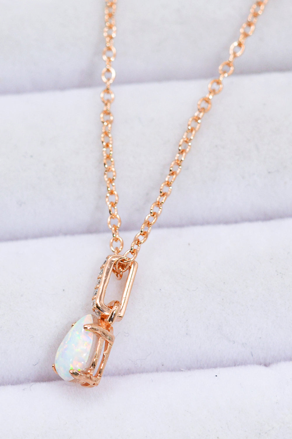 Opal Pendant 925 Sterling Silver Chain-Link Necklace- T - 2 FINISHES -