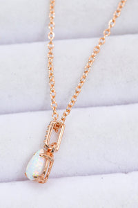 Thumbnail for Opal Pendant 925 Sterling Silver Chain-Link Necklace- T - 2 FINISHES -