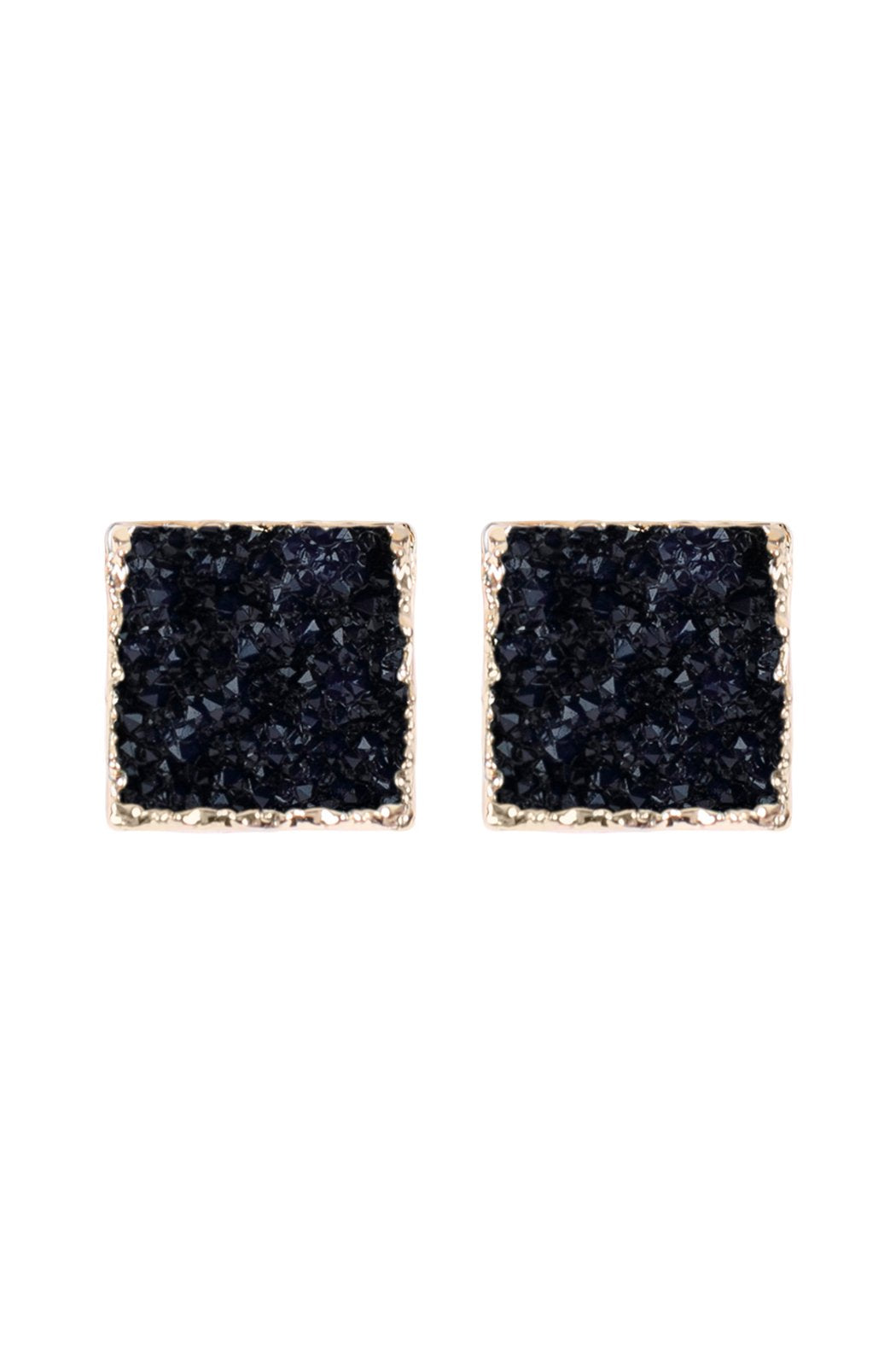 Square Druzy Stone Stud Earrings - 12 COLORS -