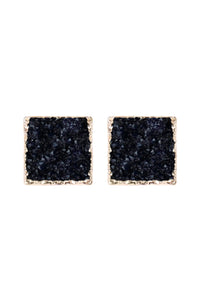 Thumbnail for Square Druzy Stone Stud Earrings - 12 COLORS -