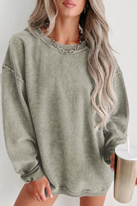 Thumbnail for Round Neck Dropped Shoulder Sweatshirt - T - 1 COLOR -