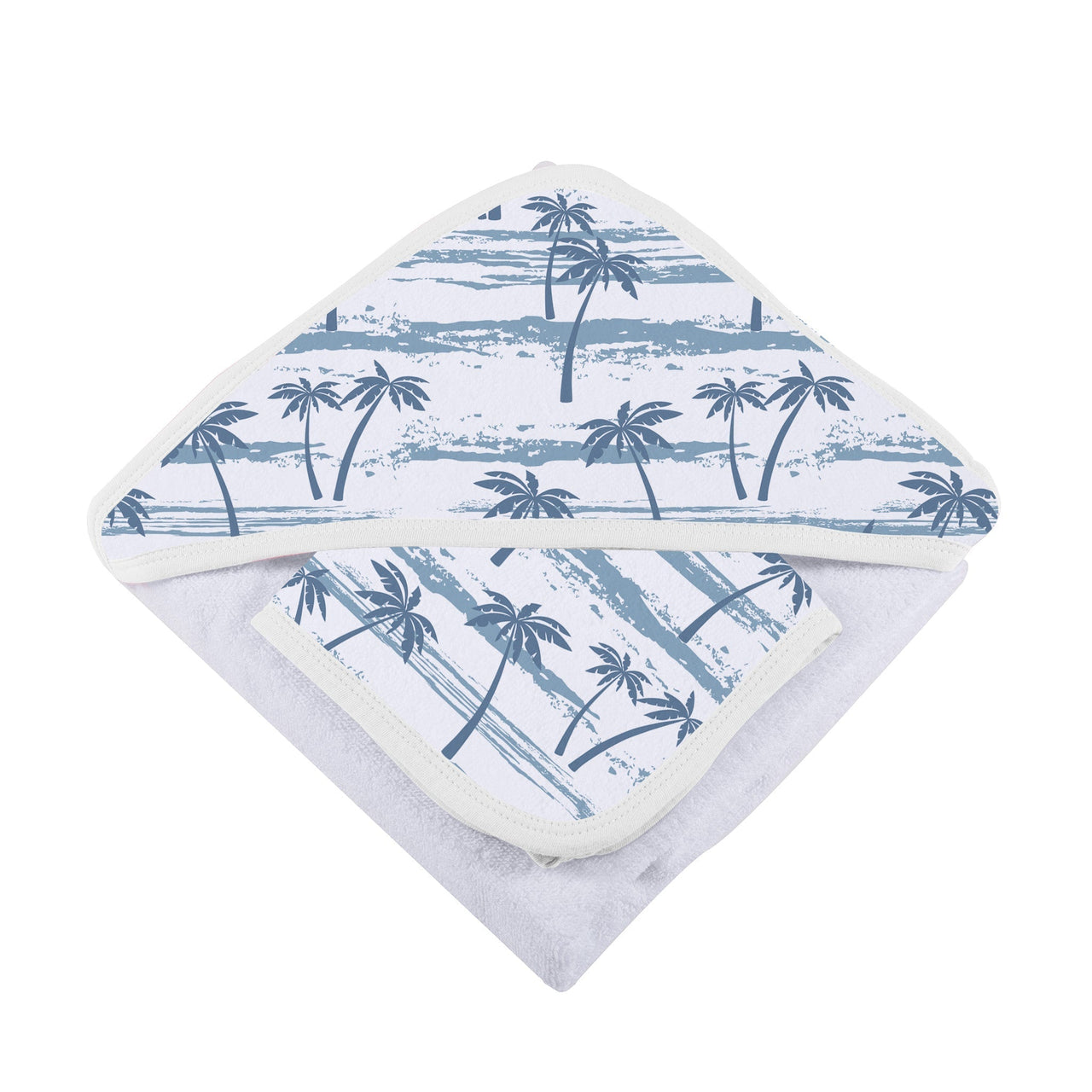 Newcastle - Ocean Palm Trees Bamboo Hooded Towel and Washcloth Set -