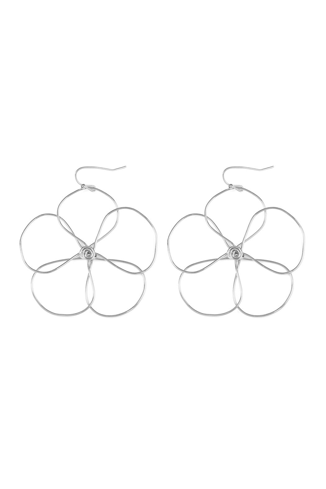 Wire Flower Hook Earrings - 2 FINISHES -