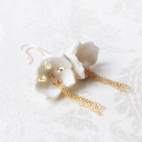 Thumbnail for Porcelain Snowdrop Flower Tassel Earrings -