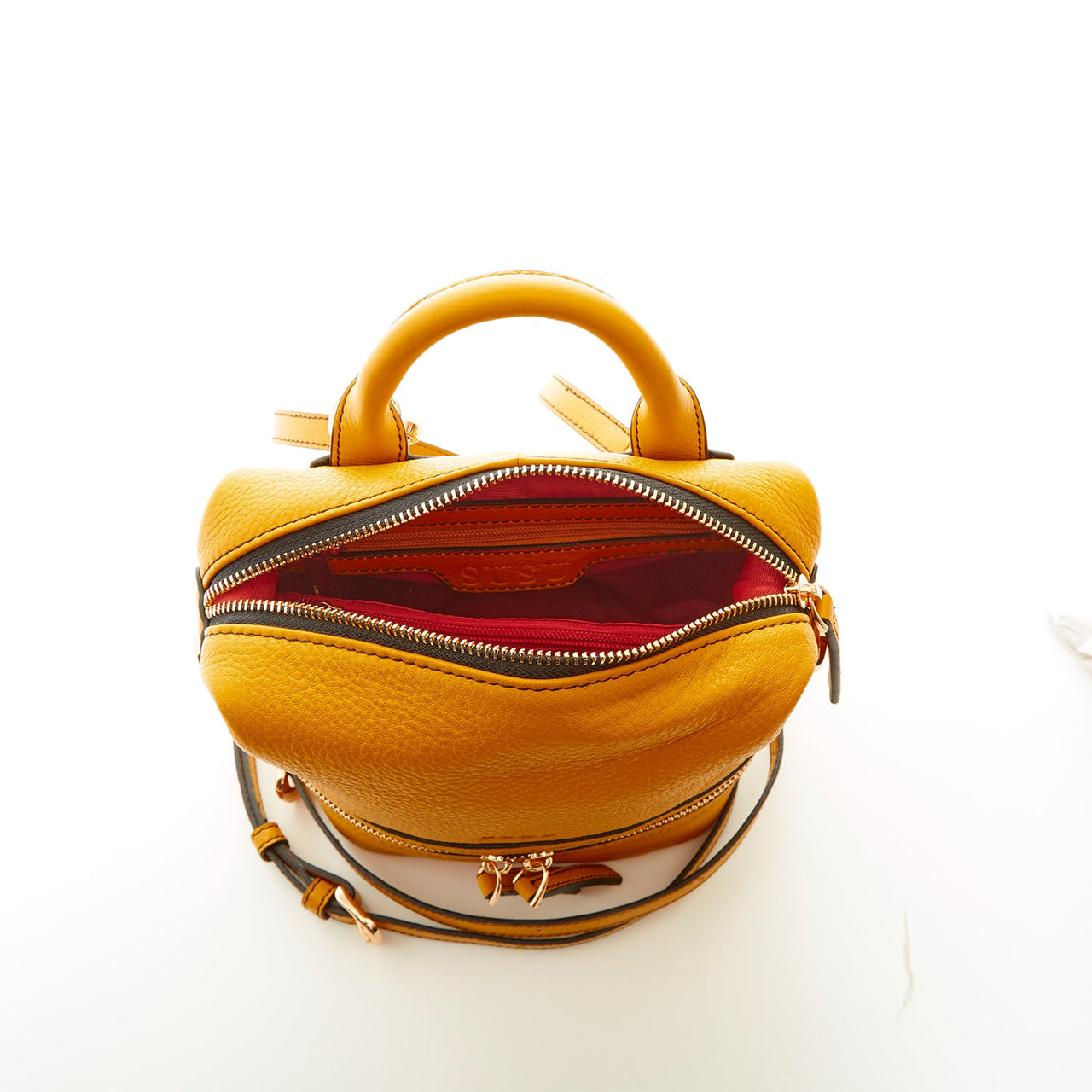 Ashley Small Yellow Leather Backpack -