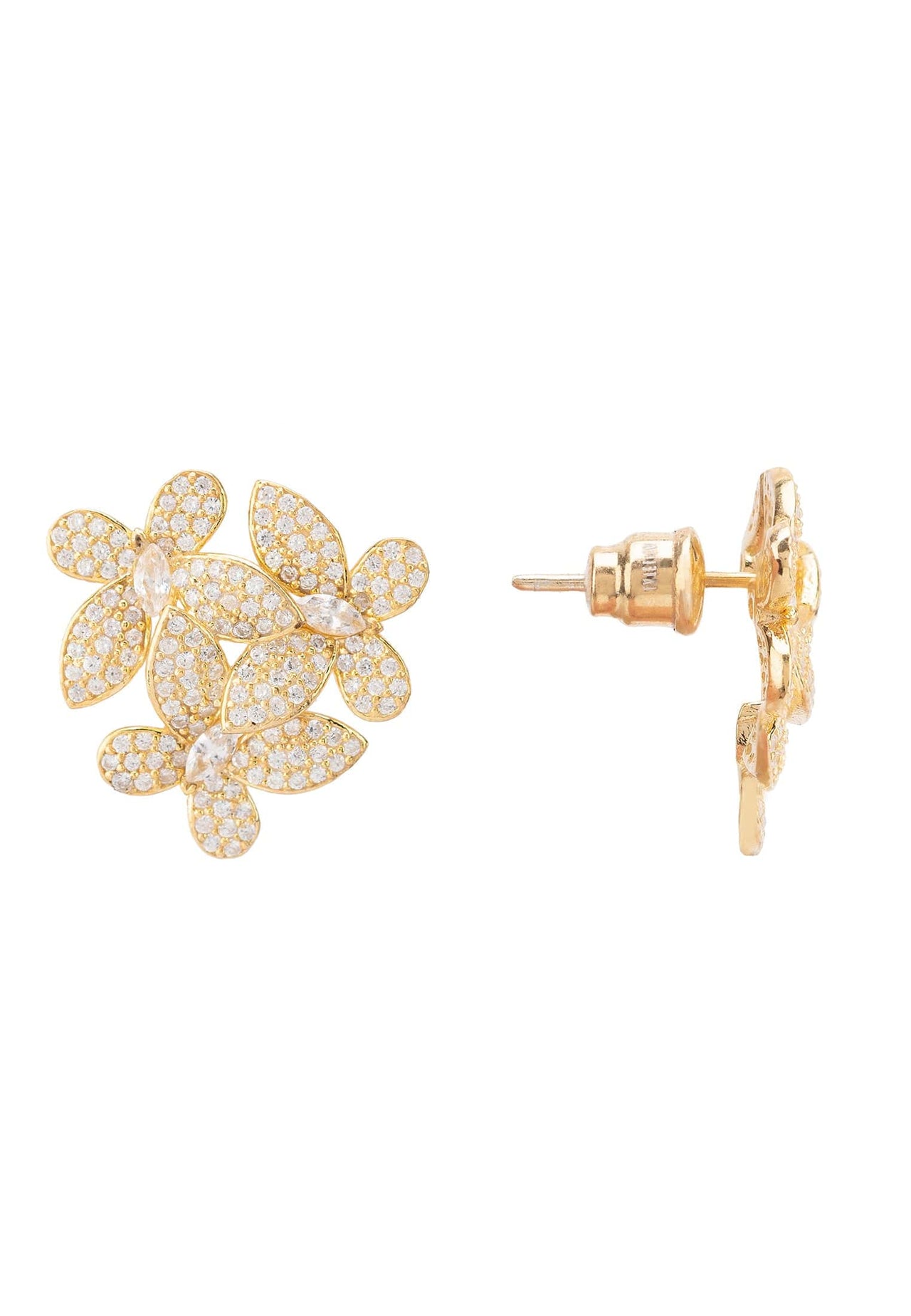 LATELITA - Flowers Large Stud Earrings Gold -