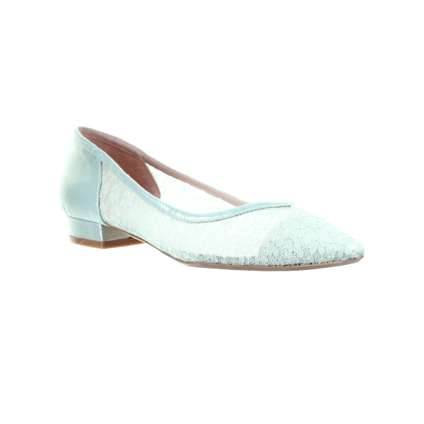 Lace Pointed Toe Ballerina (Light Green)