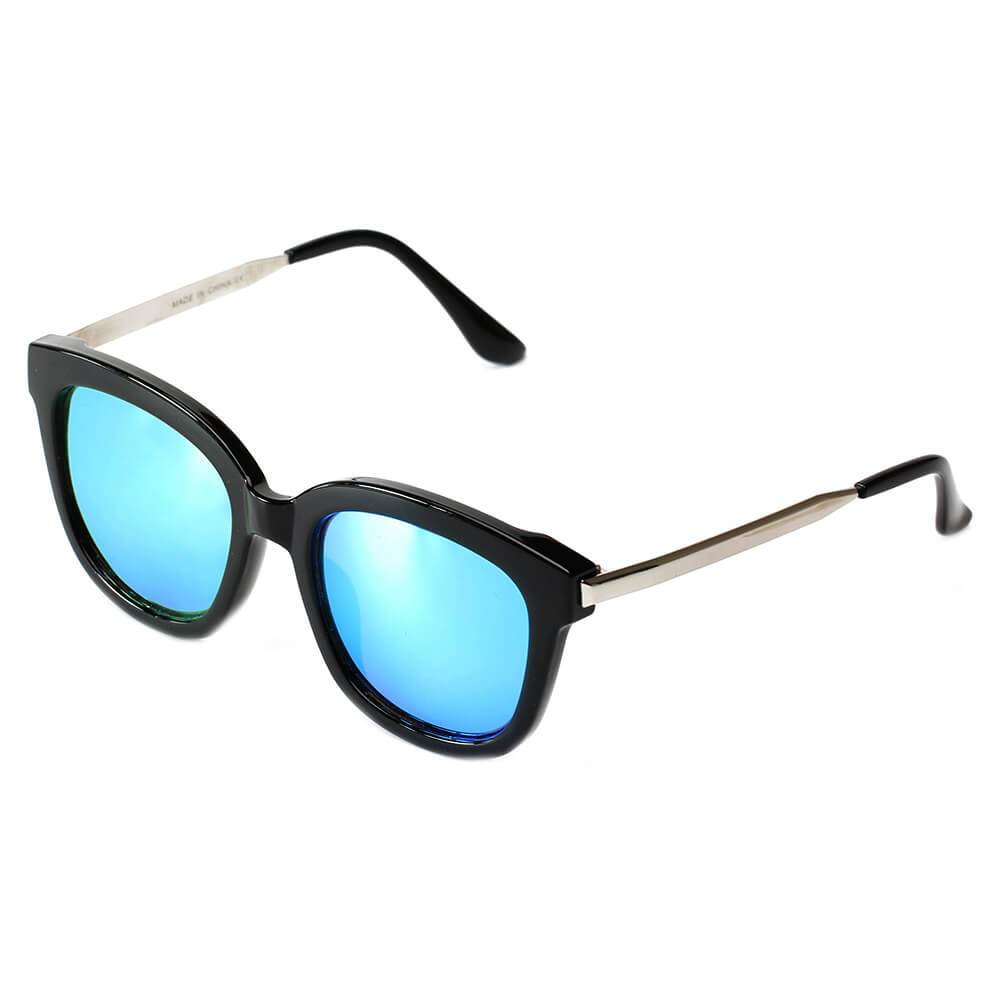 Dekalb | CD02 - Women's Oversize Mirrored Lens Horned Rim Sunglasses - 6 COLORS -