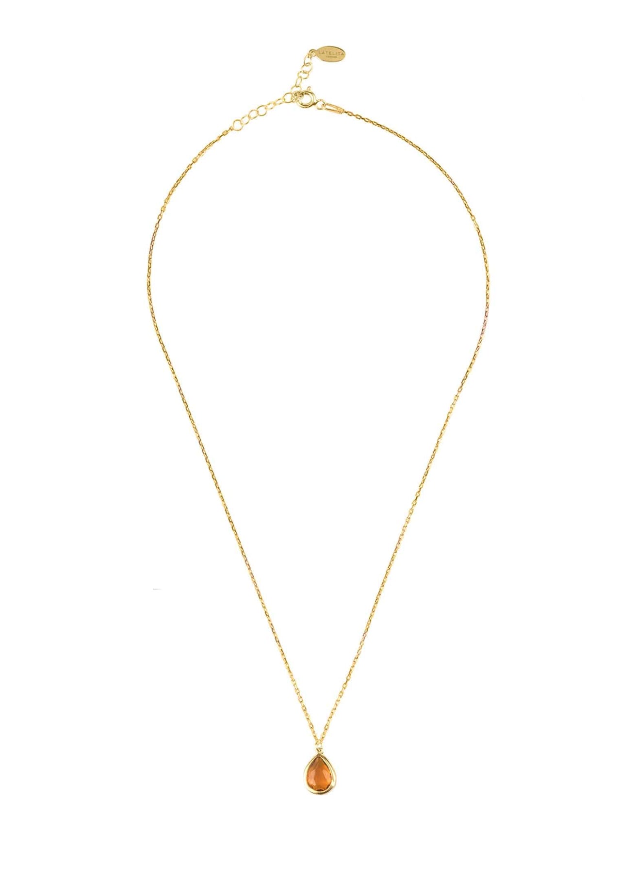 LATELITA - Pisa Mini Teardrop Necklace Gold Citrine -